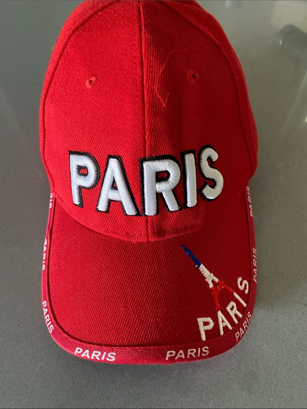 Zara Red 'PARIS' Embroidered Baseball Cap Adult One Size Authentic France